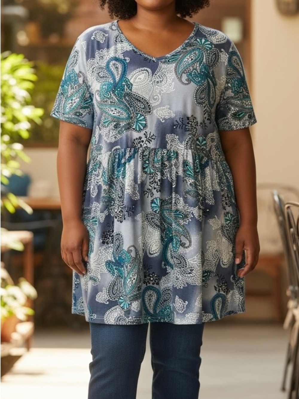 Paisley V-Neck Top